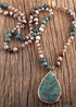 Boho Necklace, RH India Agated Green Oval Natural Stone